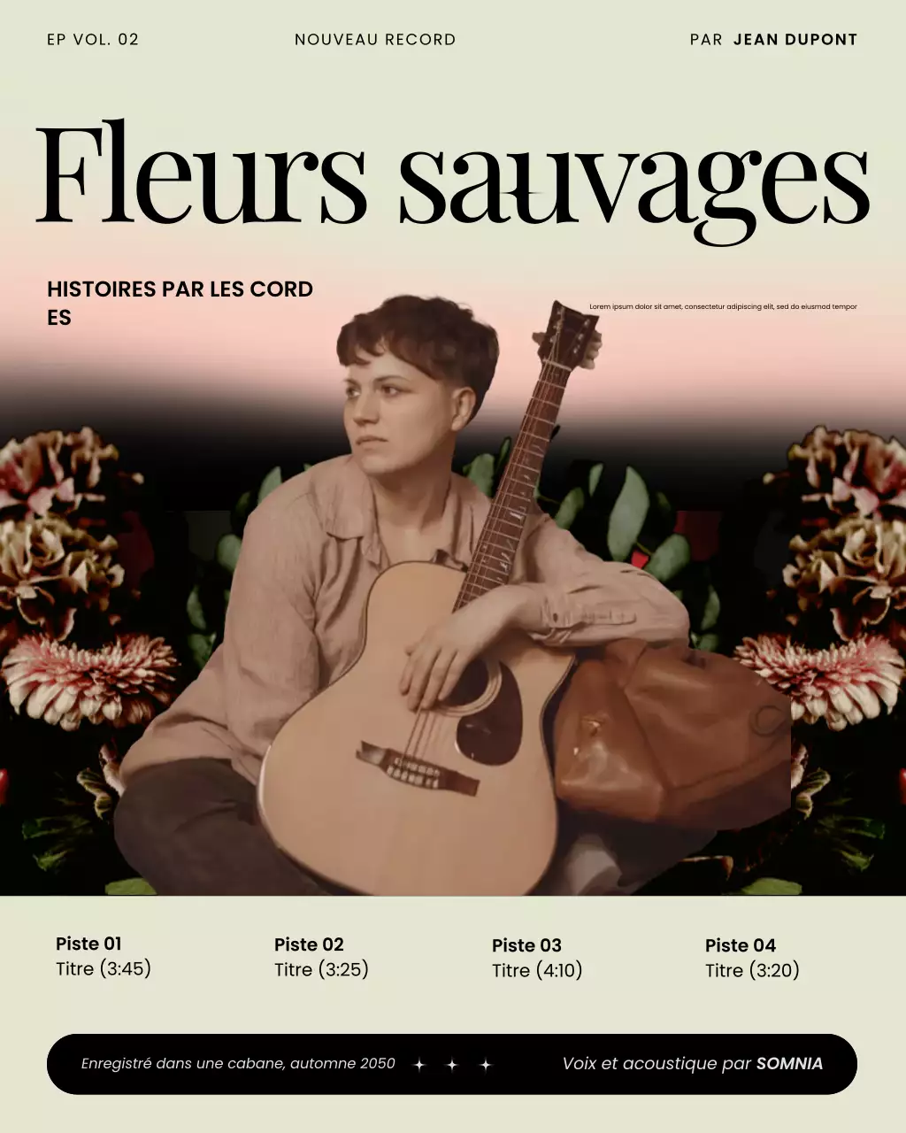 Publication Instagram de l'album de musique folk indie moderne Grey and Black