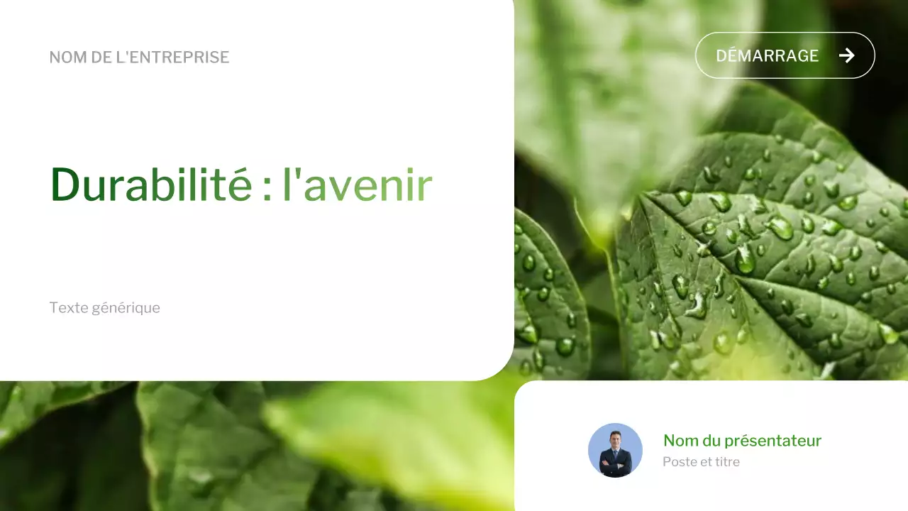 Présentation du dégradé vert moderne sur la durabilité