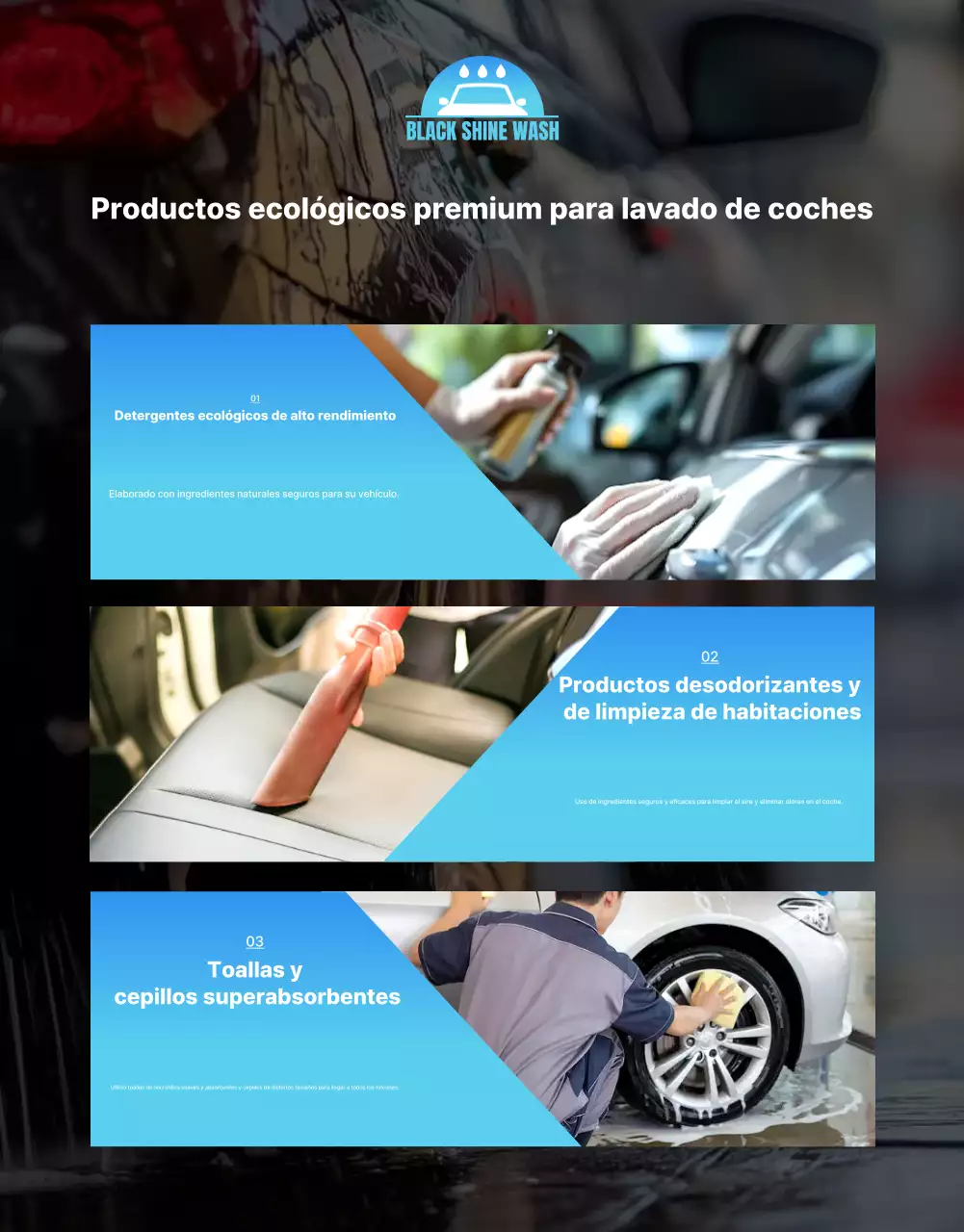Anuncio de lavado de autos moderno azul