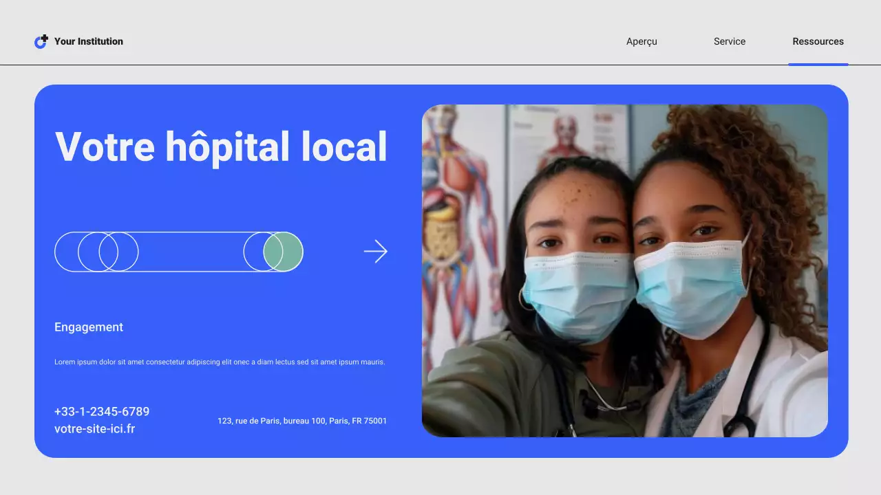 Présentation des services hospitaliers locaux professionnels modernes bleus et verts