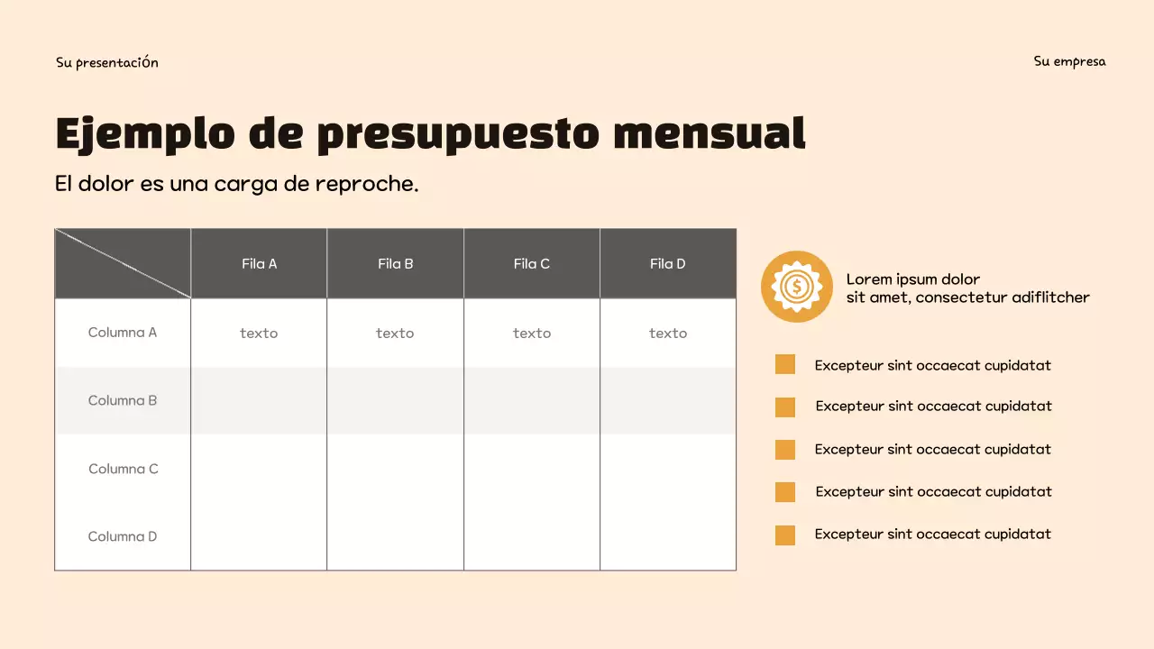 Presentación infográfica sobre presupuestos de moda en color morado