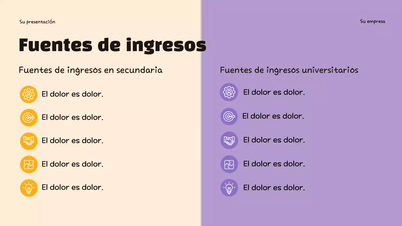 Presentación infográfica sobre presupuestos de moda en color morado