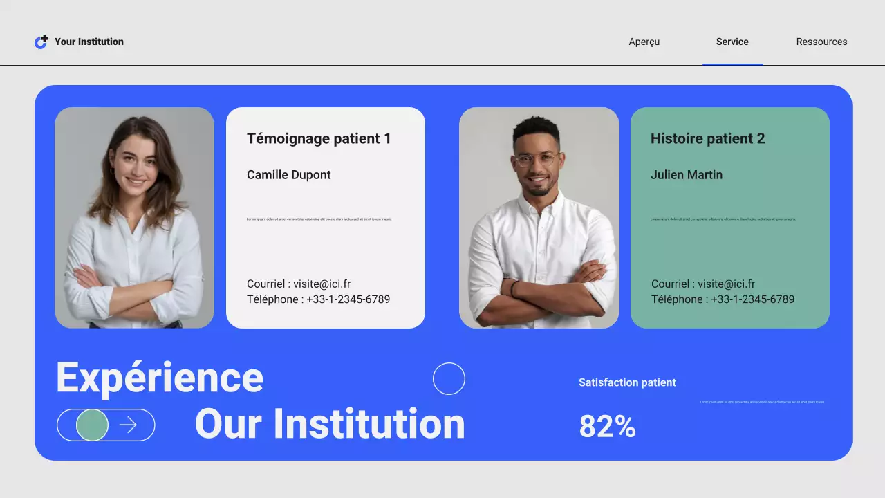 Présentation des services hospitaliers locaux professionnels modernes bleus et verts