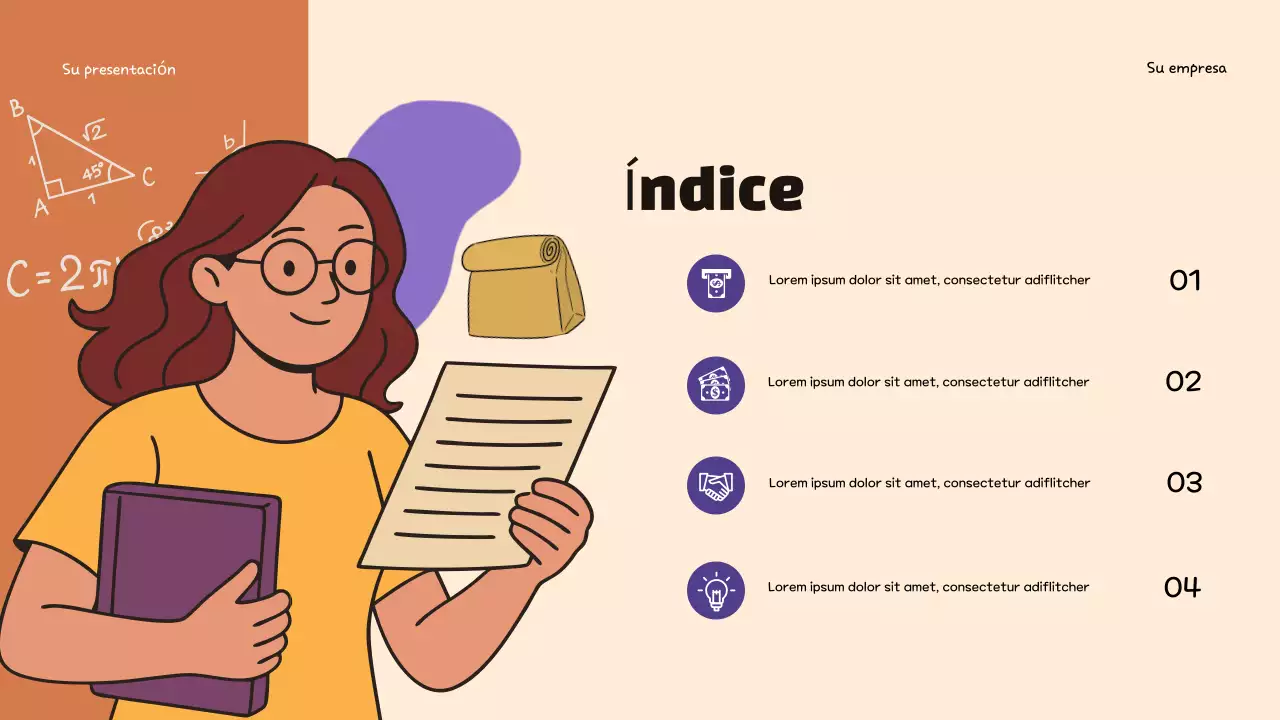 Presentación infográfica sobre presupuestos de moda en color morado