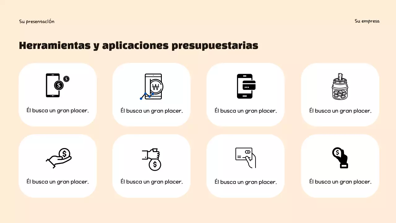 Presentación infográfica sobre presupuestos de moda en color morado