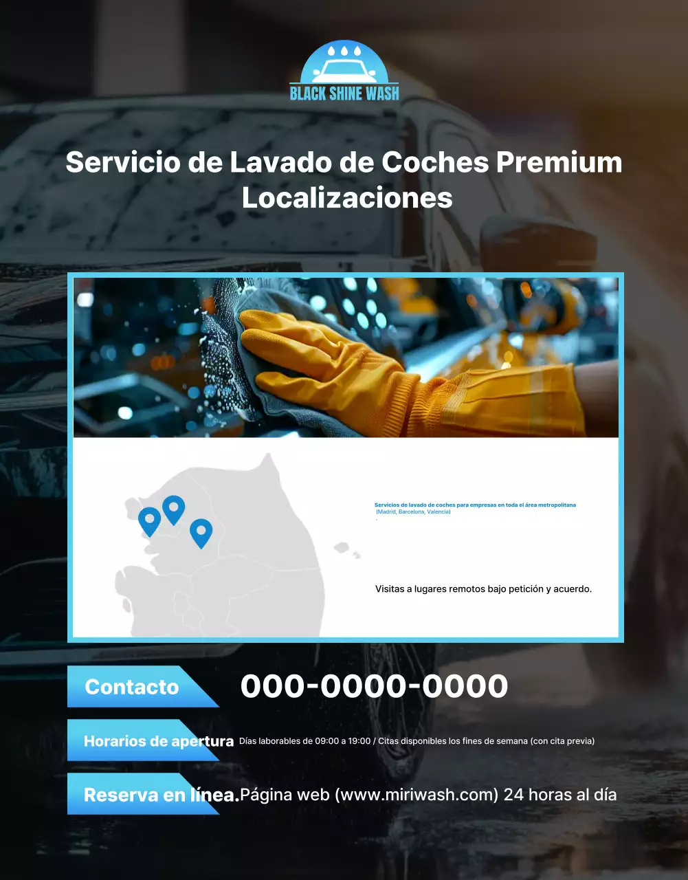 Anuncio de lavado de autos moderno azul