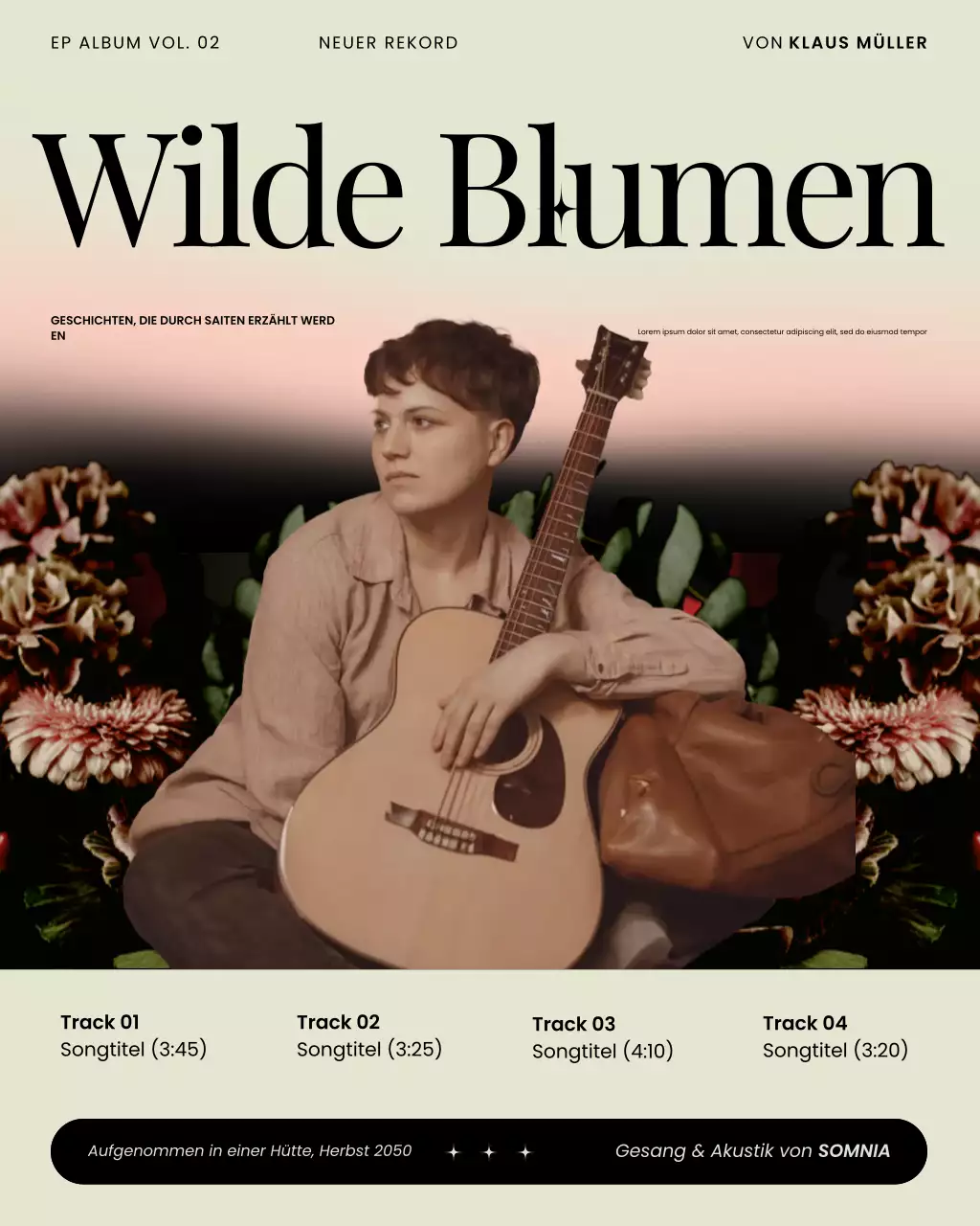 Instagram-Post zum modernen Indie-Folk-Musikalbum „Grey and Black“