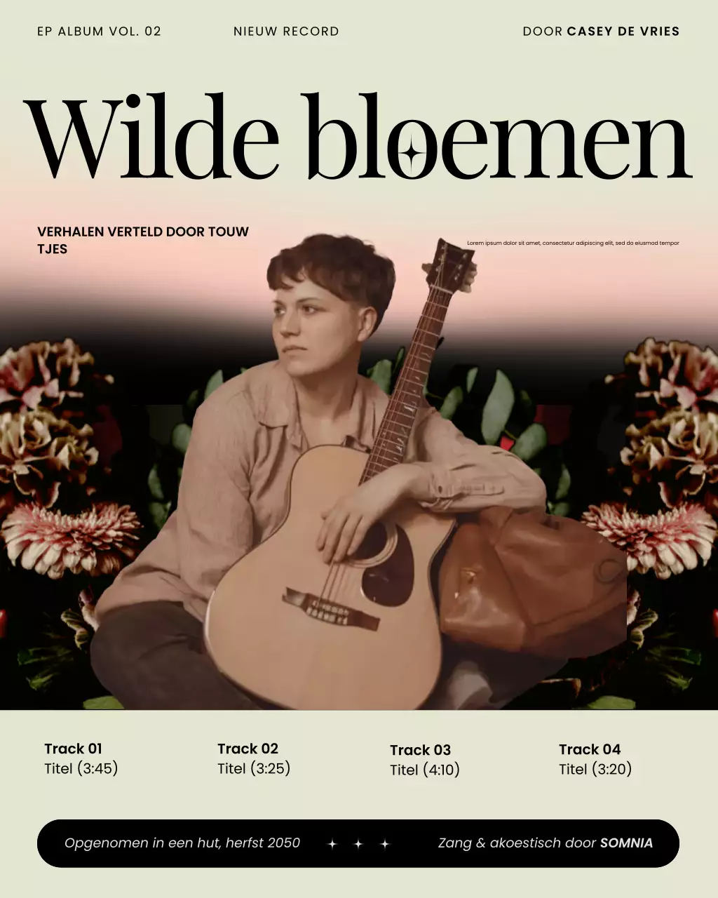 Instagram-post van Grey and Black Modern Indie Folk Music Album