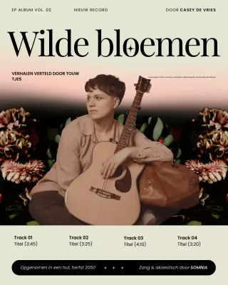 Instagram-post van Grey and Black Modern Indie Folk Music Album