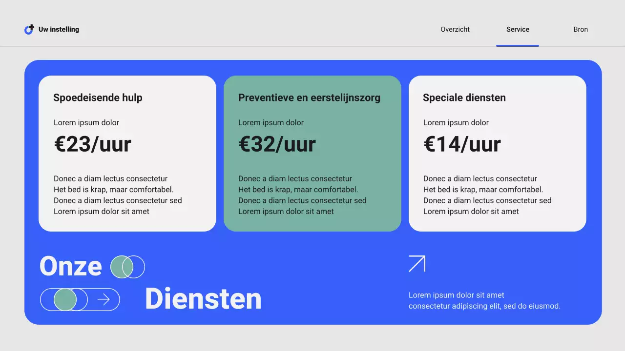 Presentatie van moderne professionele lokale ziekenhuisdiensten van Blue and Green