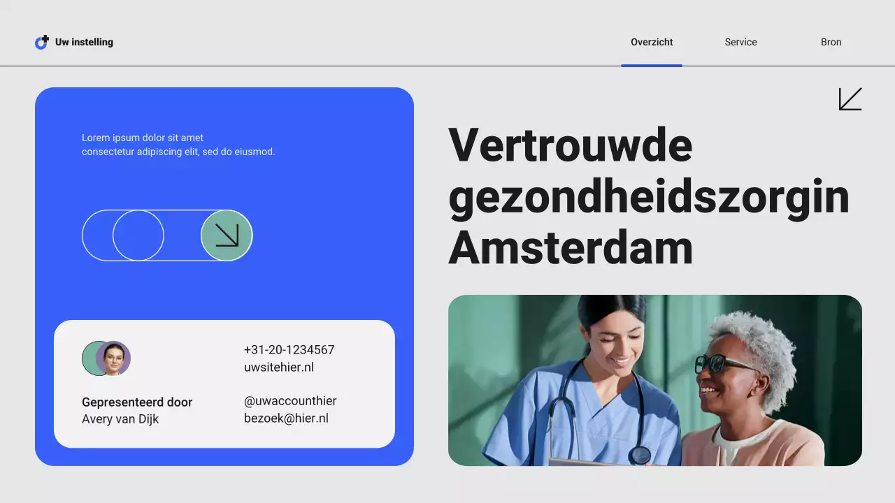 Presentatie van moderne professionele lokale ziekenhuisdiensten van Blue and Green