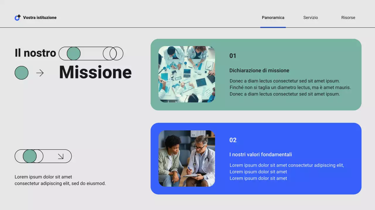 Presentazione dei servizi ospedalieri locali professionali moderni blu e verdi