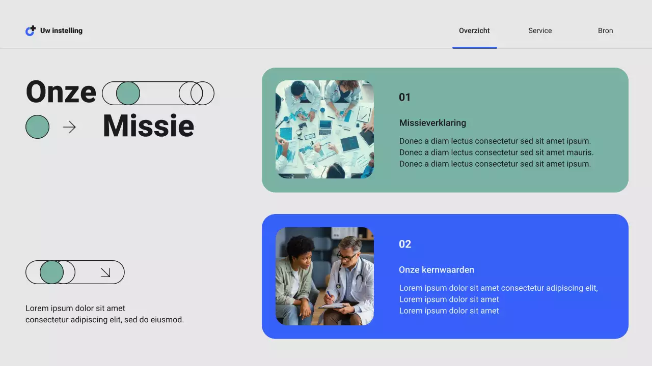 Presentatie van moderne professionele lokale ziekenhuisdiensten van Blue and Green