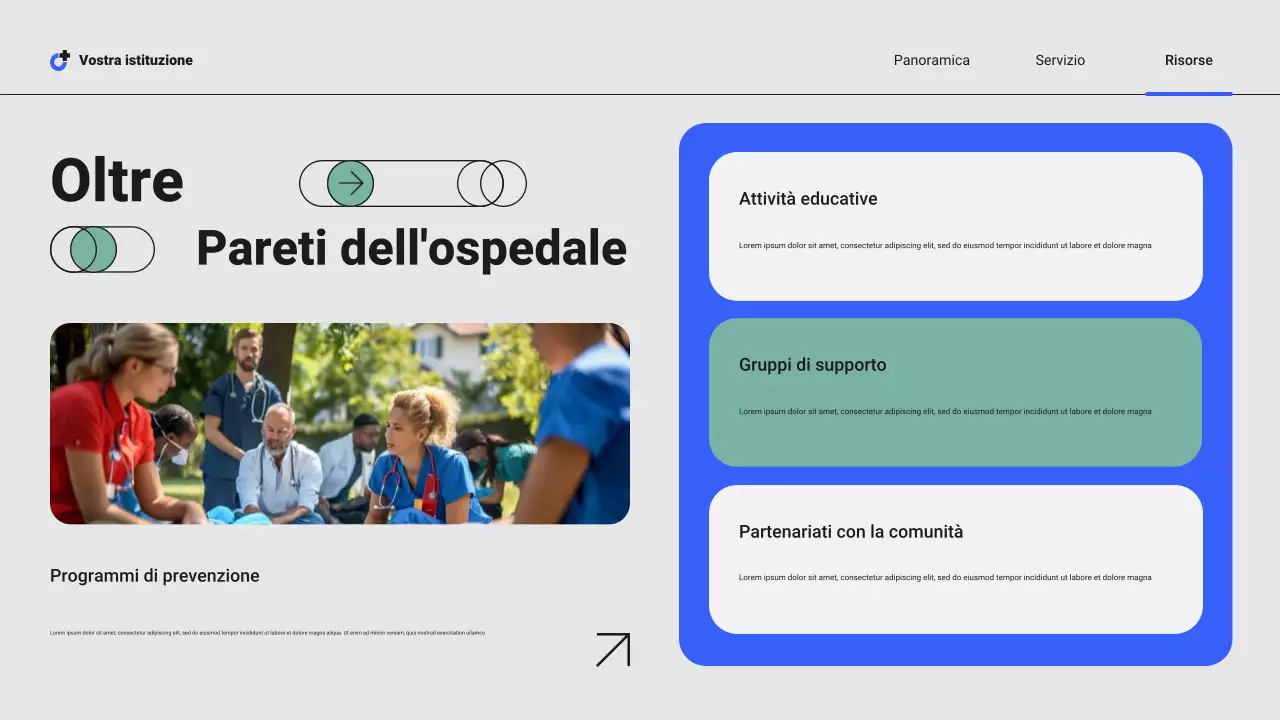 Presentazione dei servizi ospedalieri locali professionali moderni blu e verdi