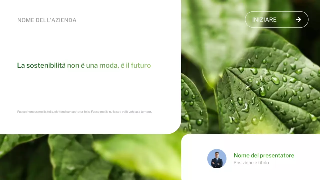 Presentazione sulla sostenibilità del gradiente moderno verde