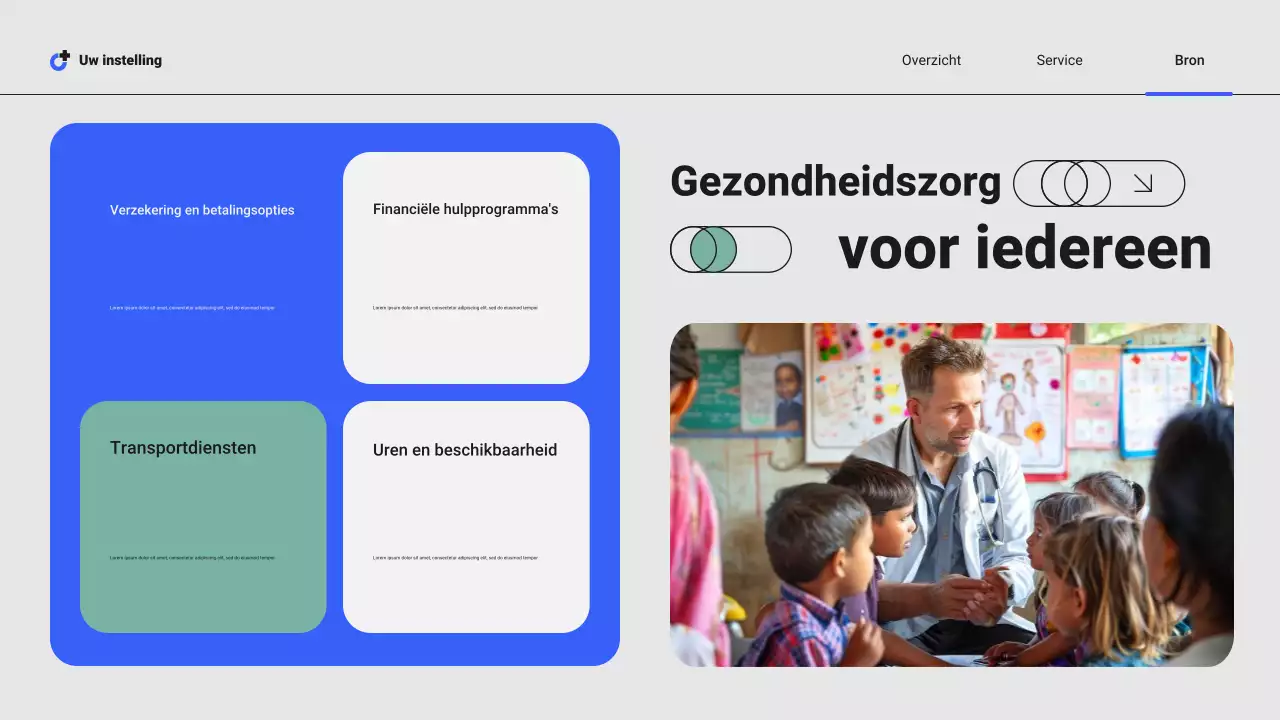 Presentatie van moderne professionele lokale ziekenhuisdiensten van Blue and Green