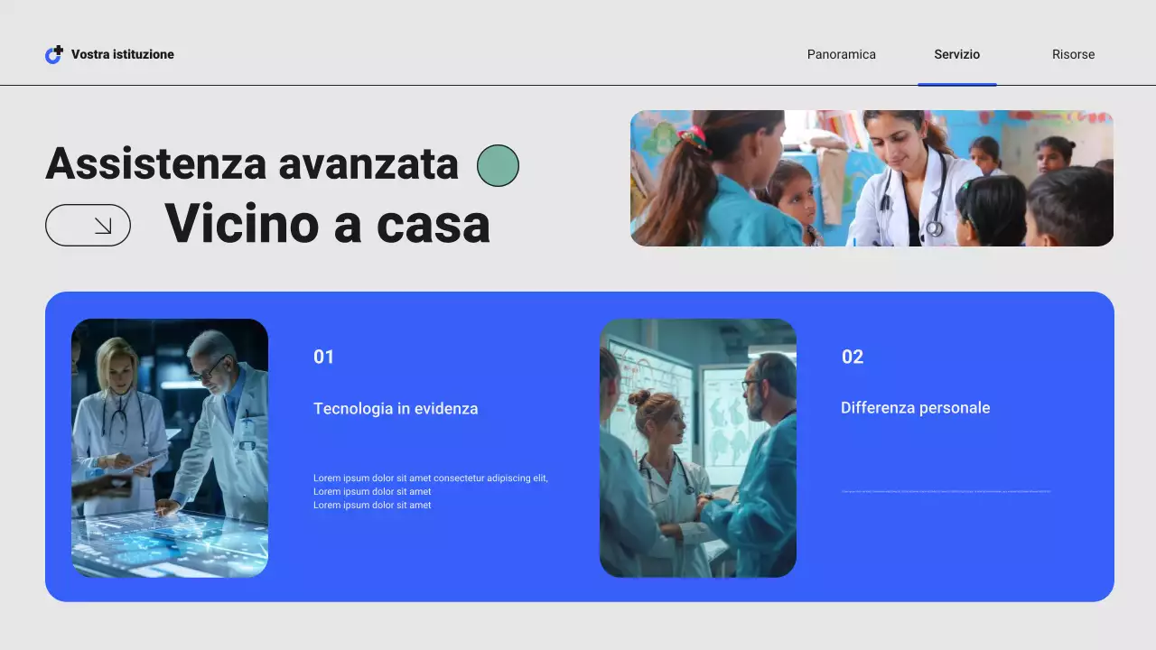 Presentazione dei servizi ospedalieri locali professionali moderni blu e verdi