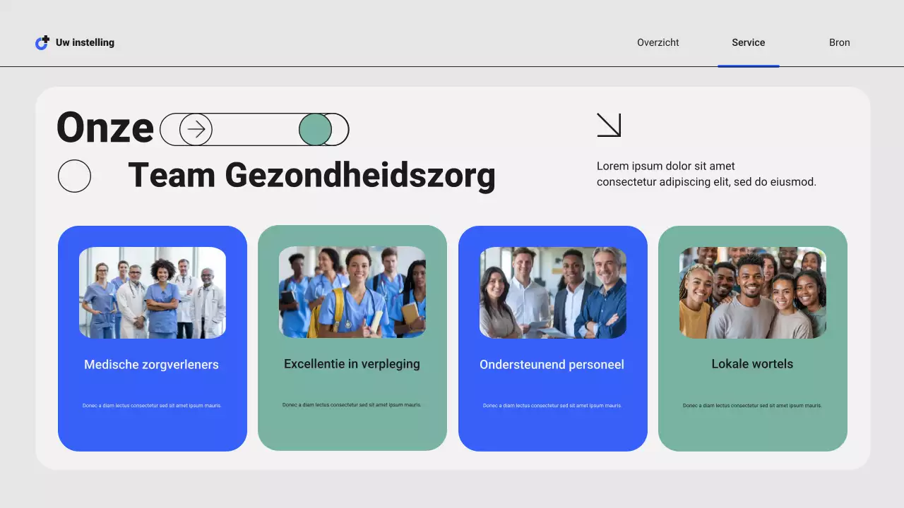 Presentatie van moderne professionele lokale ziekenhuisdiensten van Blue and Green
