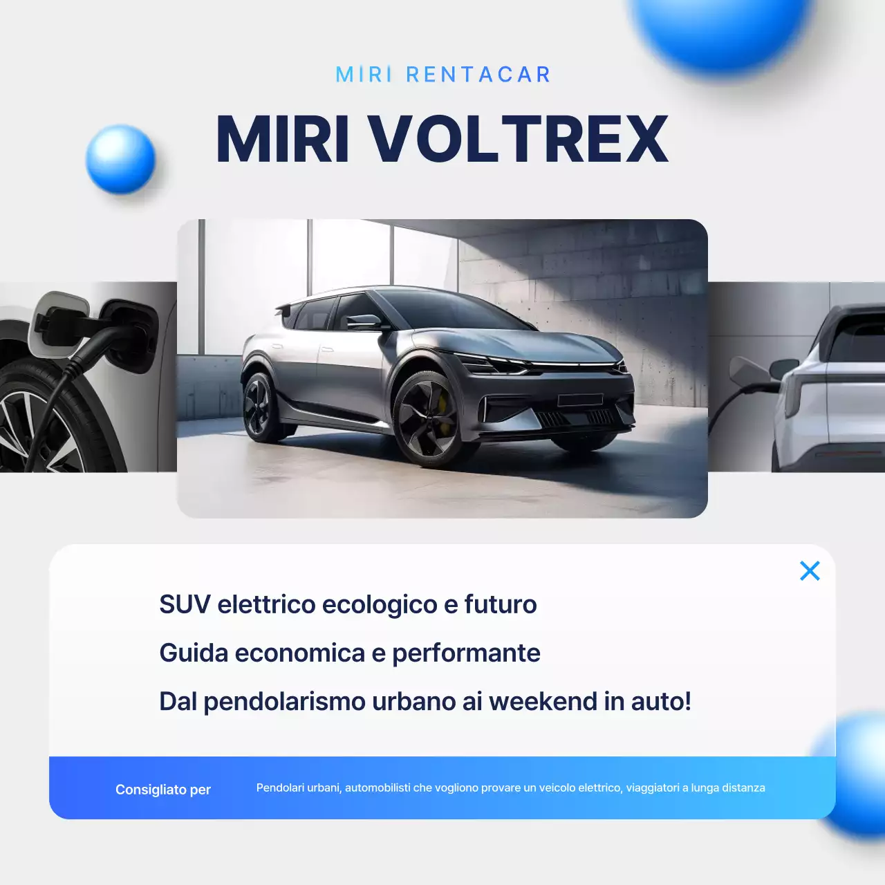 Pubblicità di un'auto moderna color azzurro cielo