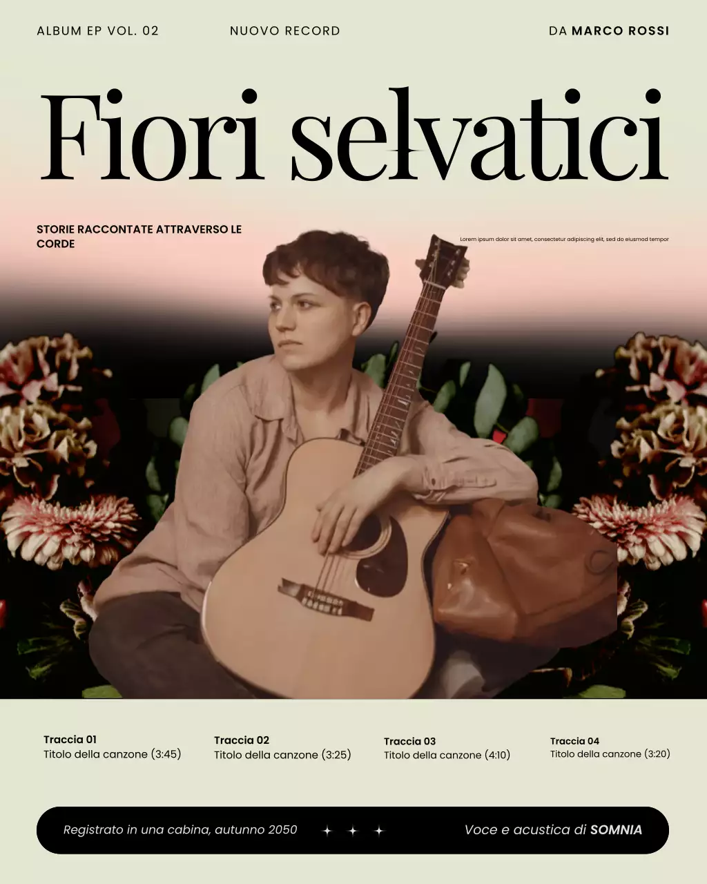 Post su Instagram dell'album di musica folk indie moderna Grey and Black