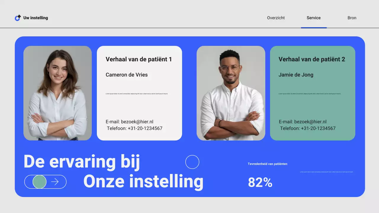 Presentatie van moderne professionele lokale ziekenhuisdiensten van Blue and Green