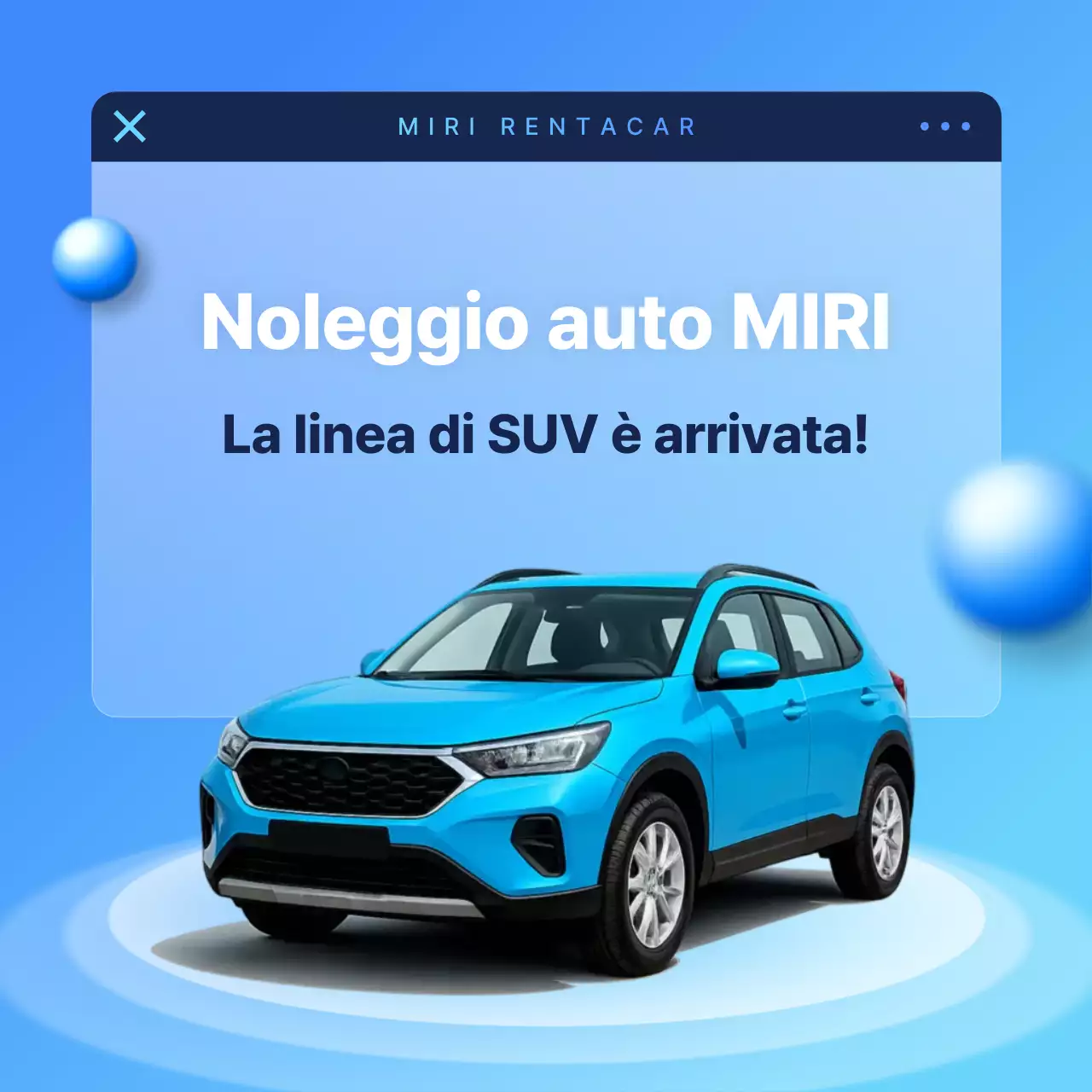 Pubblicità di un'auto moderna color azzurro cielo