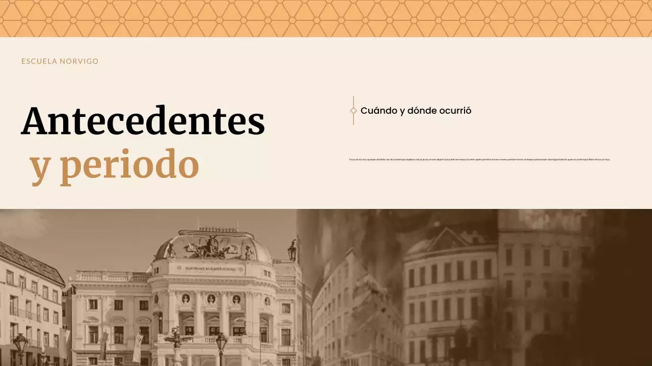 Presentación de estudios históricos clásicos beige