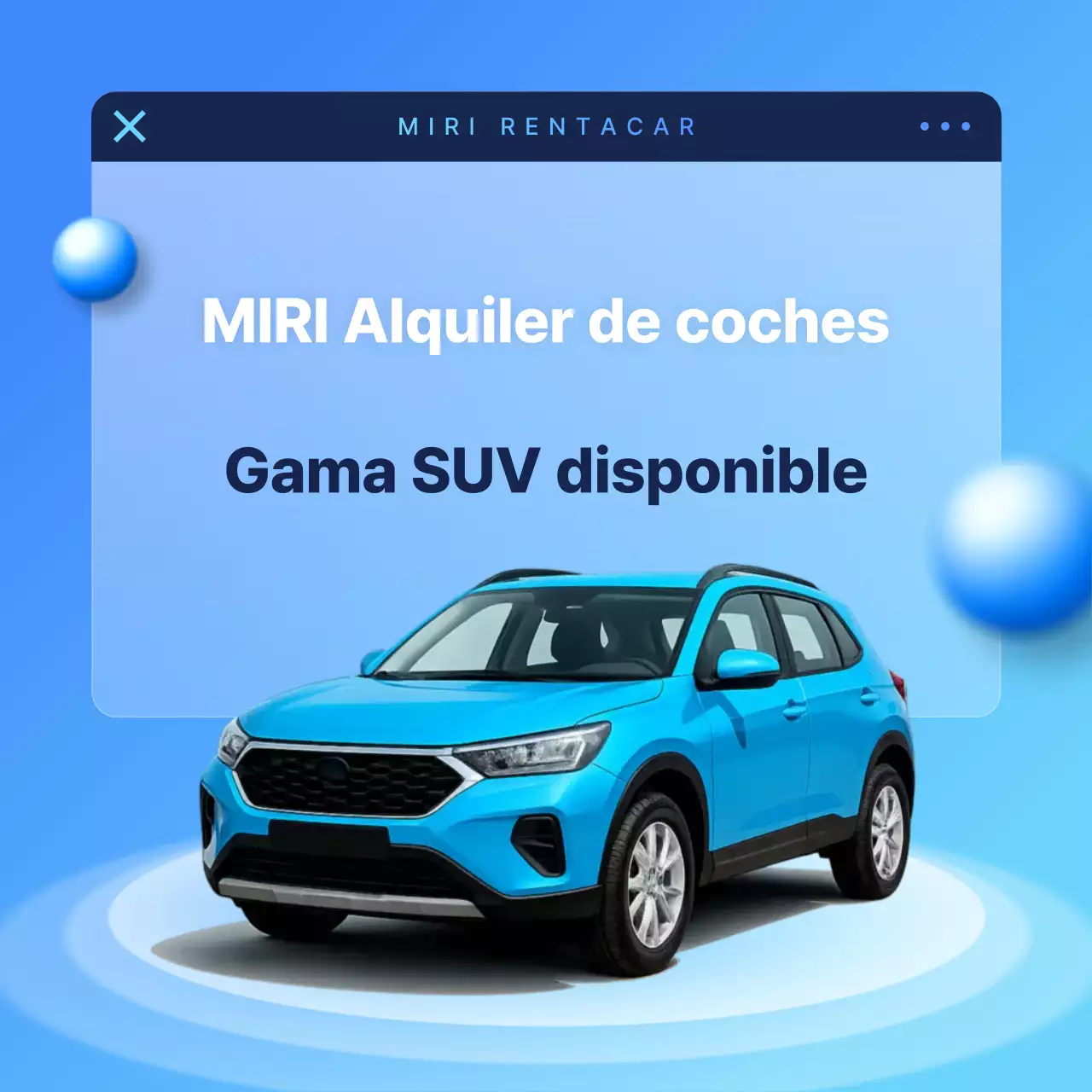 Anuncio de coche moderno de color azul cielo