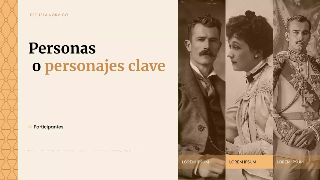 Presentación de estudios históricos clásicos beige