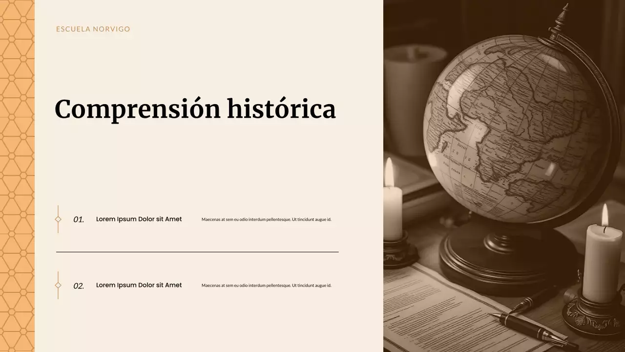 Presentación de estudios históricos clásicos beige