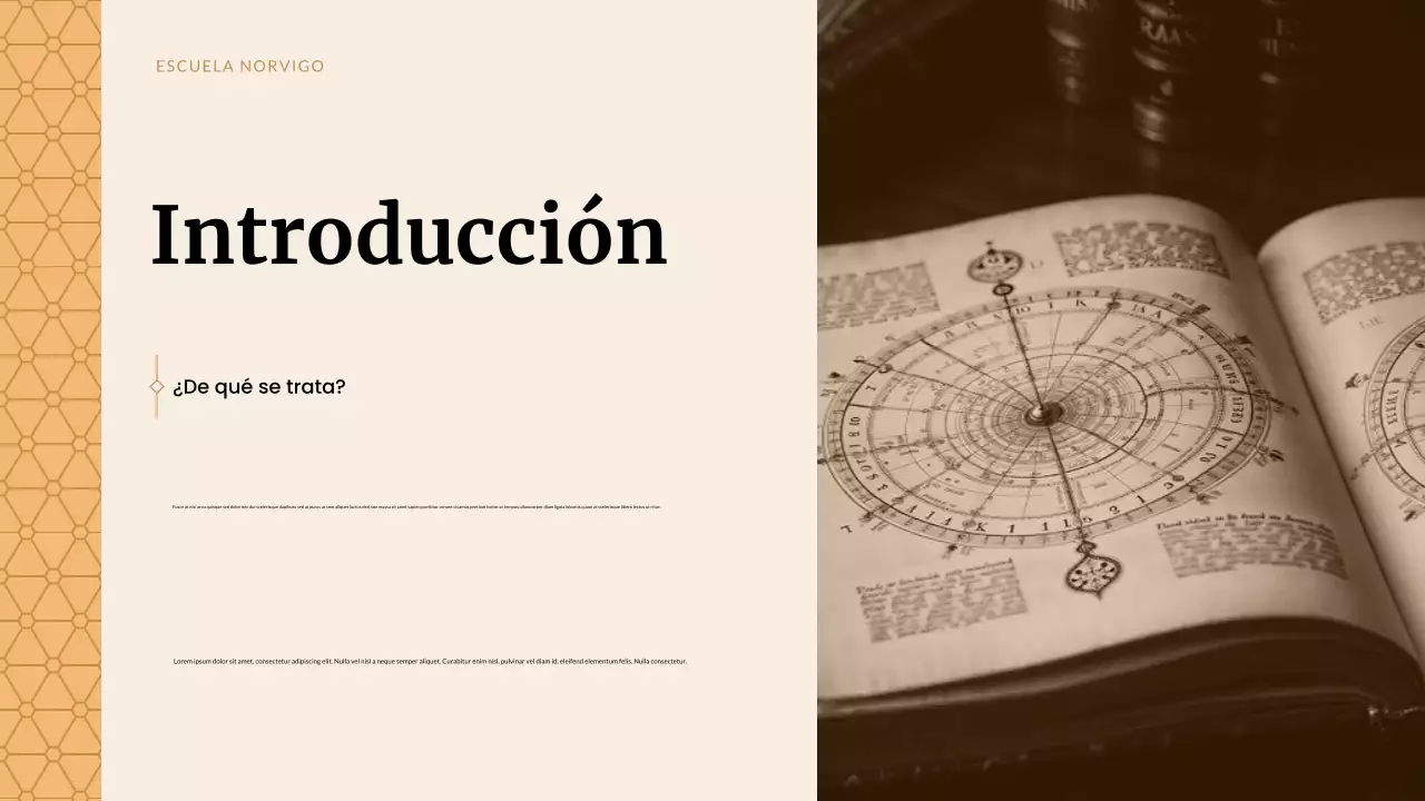 Presentación de estudios históricos clásicos beige