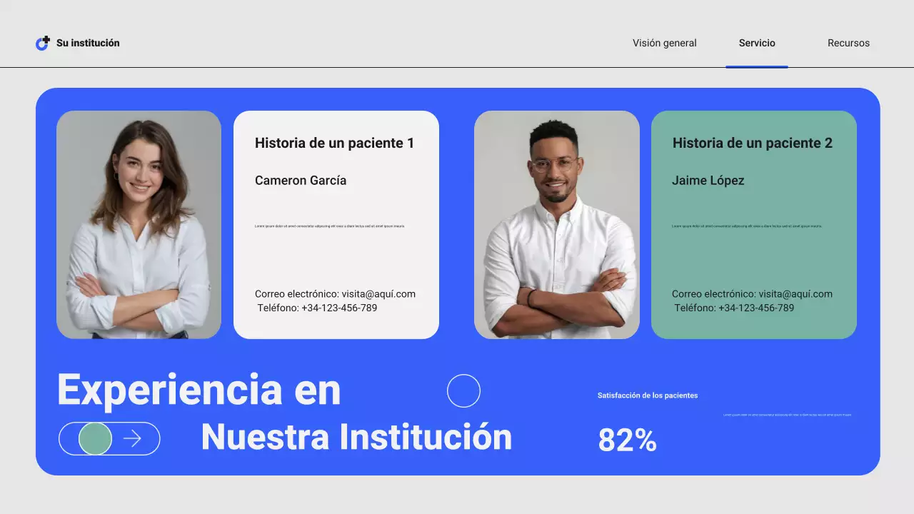 Presentación de servicios hospitalarios locales profesionales modernos de color azul y verde