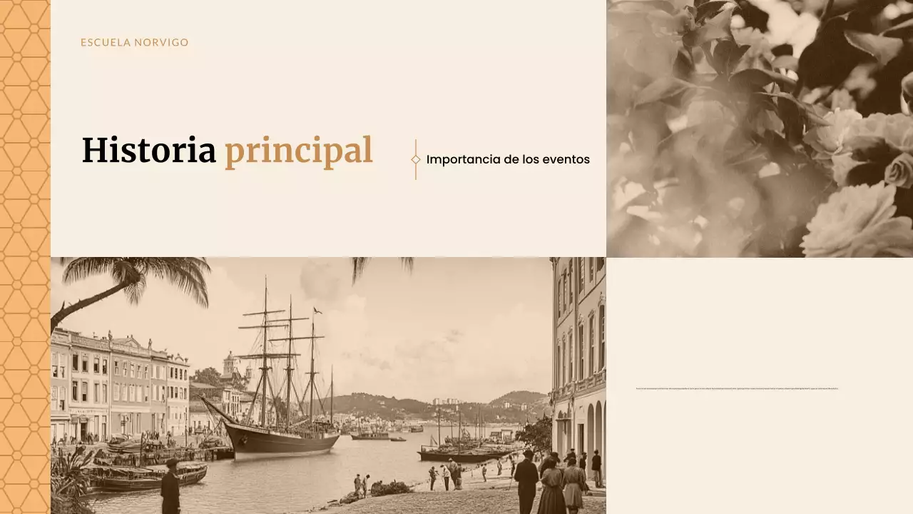 Presentación de estudios históricos clásicos beige