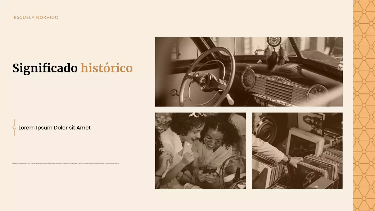 Presentación de estudios históricos clásicos beige