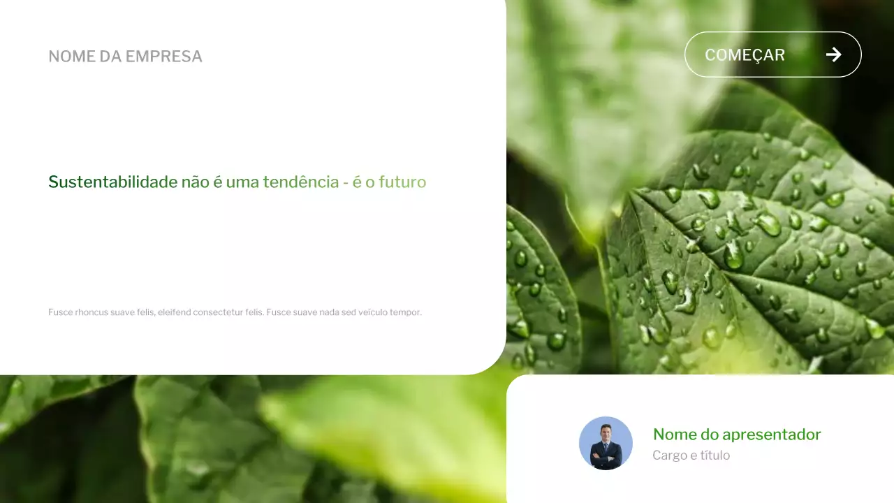Apresentação de Sustentabilidade em Gradiente Verde Moderno