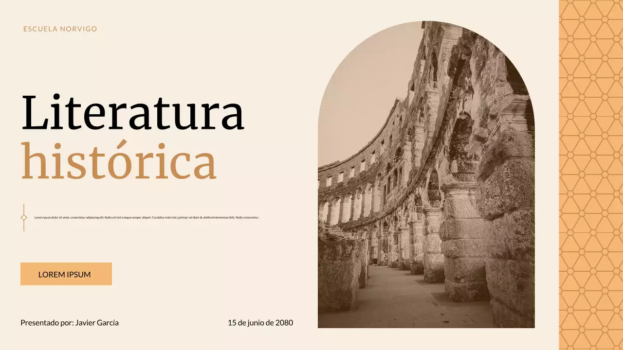 Presentación de estudios históricos clásicos beige