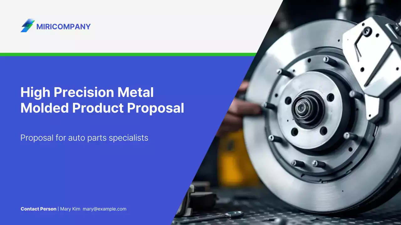 Proposal Produk Stamping Logam Otomotif Sederhana Biru dan Hijau