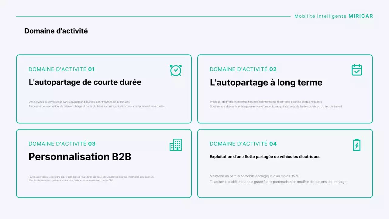 Une entreprise d'autopartage moderne en menthe et gris