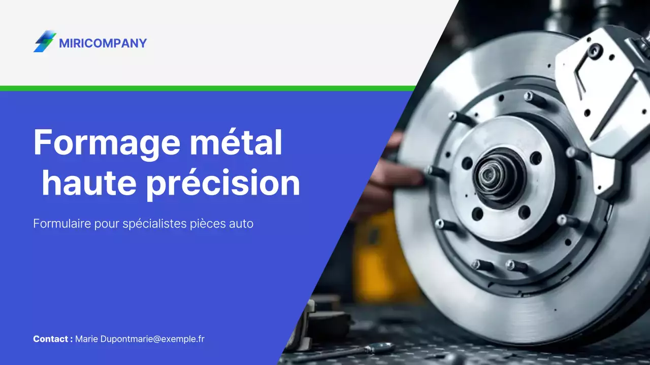 Proposition de produit d'emboutissage de métal automobile simple bleu et vert