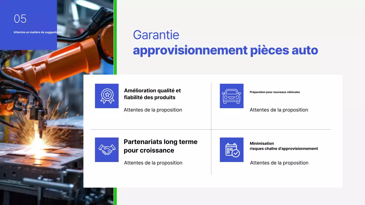 Proposition de produit d'emboutissage de métal automobile simple bleu et vert