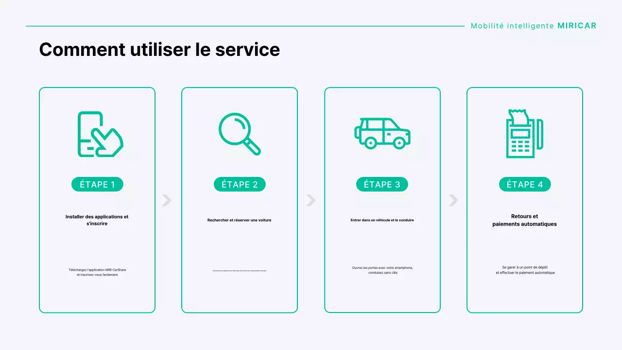 Une entreprise d'autopartage moderne en menthe et gris