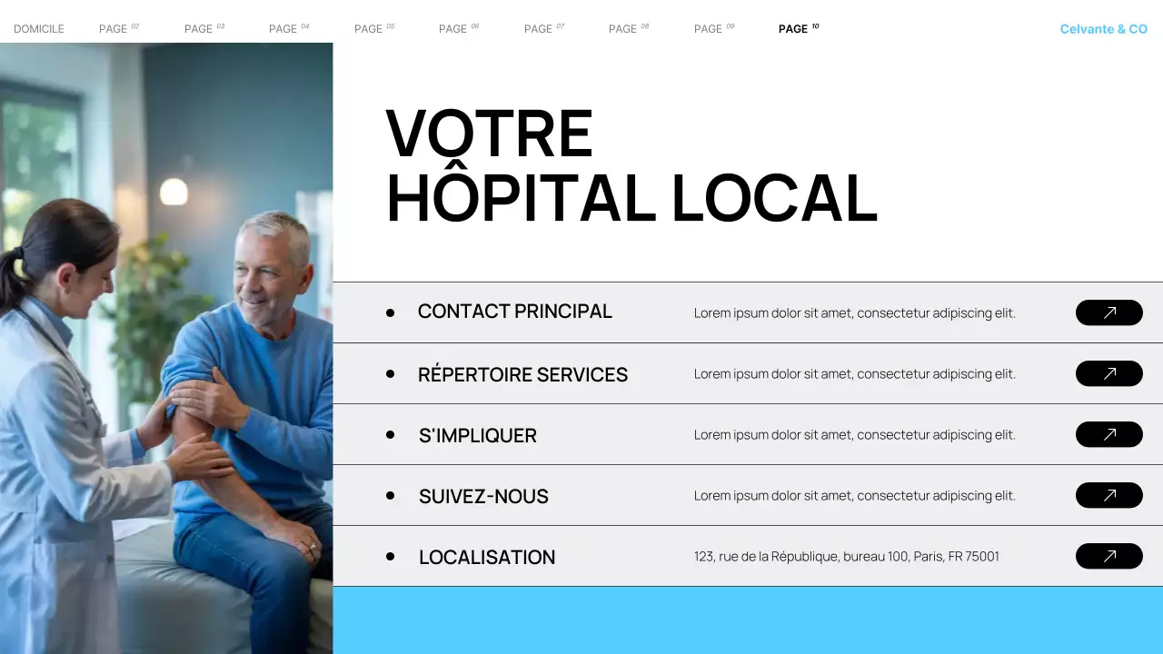 Présentation des services hospitaliers locaux modernes de Teal