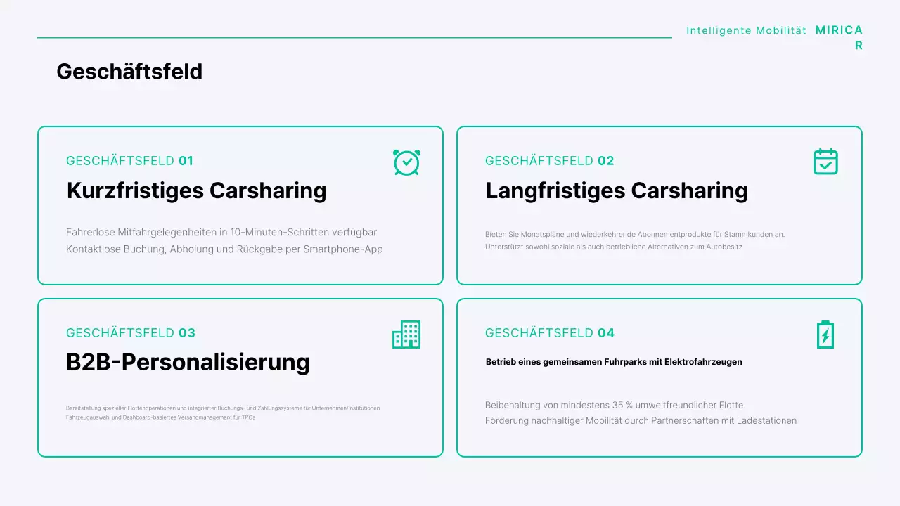 Ein modernes Carsharing-Unternehmen in Mint und Grau