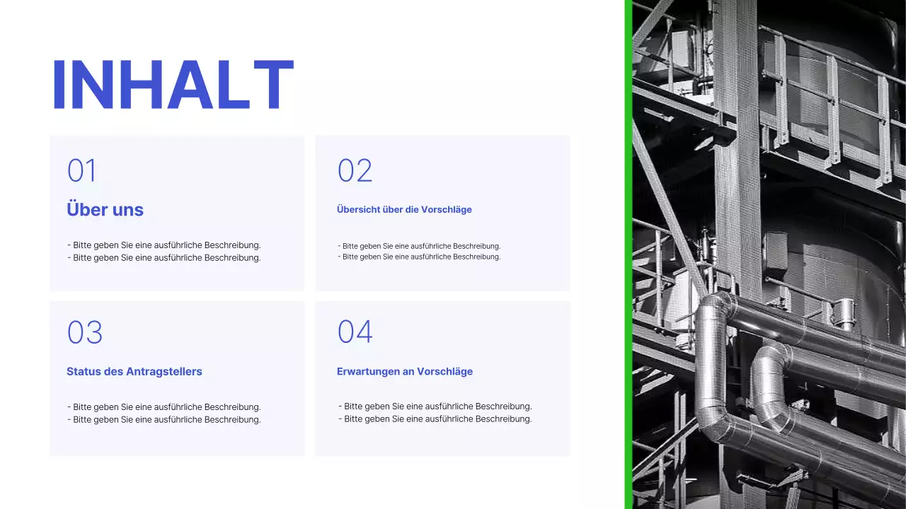 Blauer und grüner einfacher Produktvorschlag für die Metallprägung im Automobilbereich