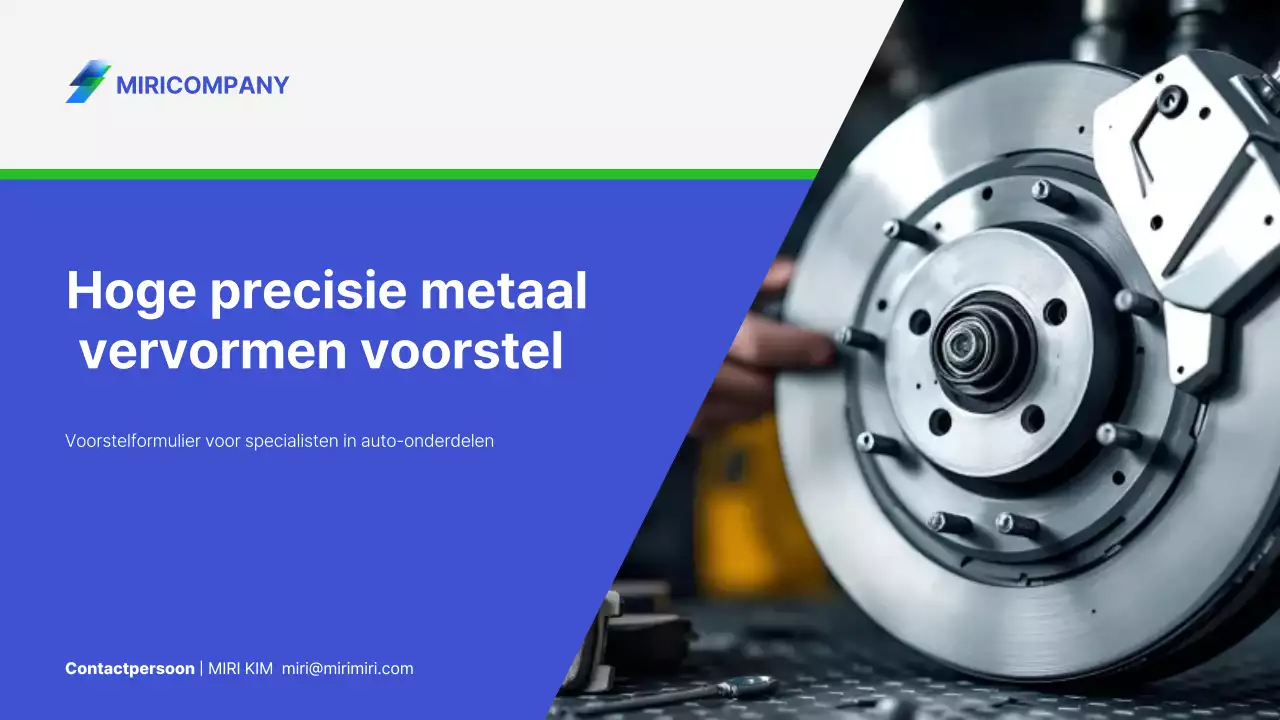 Voorstel voor een eenvoudig blauw en groen metaalstansproduct voor de automobielindustrie