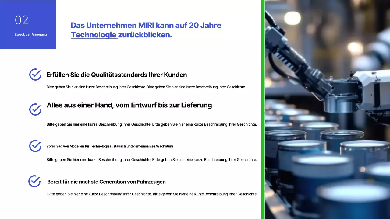 Blauer und grüner einfacher Produktvorschlag für die Metallprägung im Automobilbereich