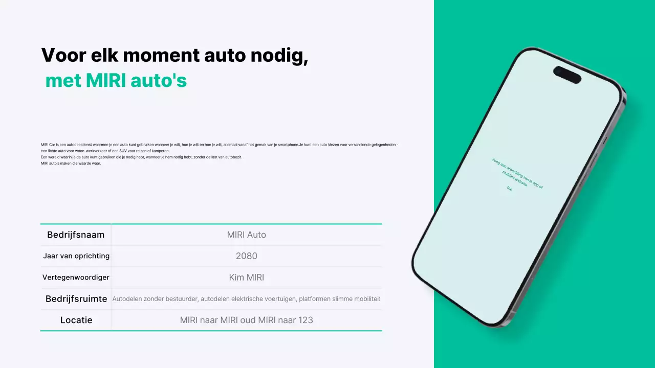 Een modern autodeelbedrijf in mint en grijs