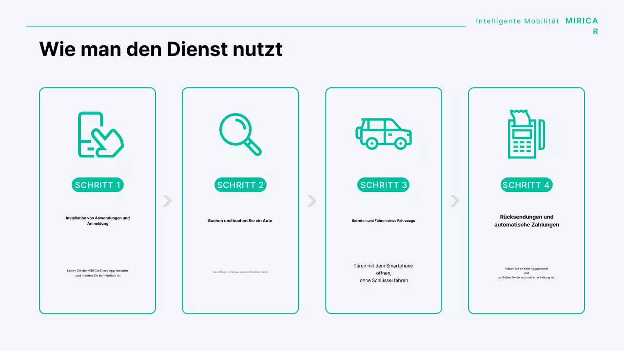 Ein modernes Carsharing-Unternehmen in Mint und Grau