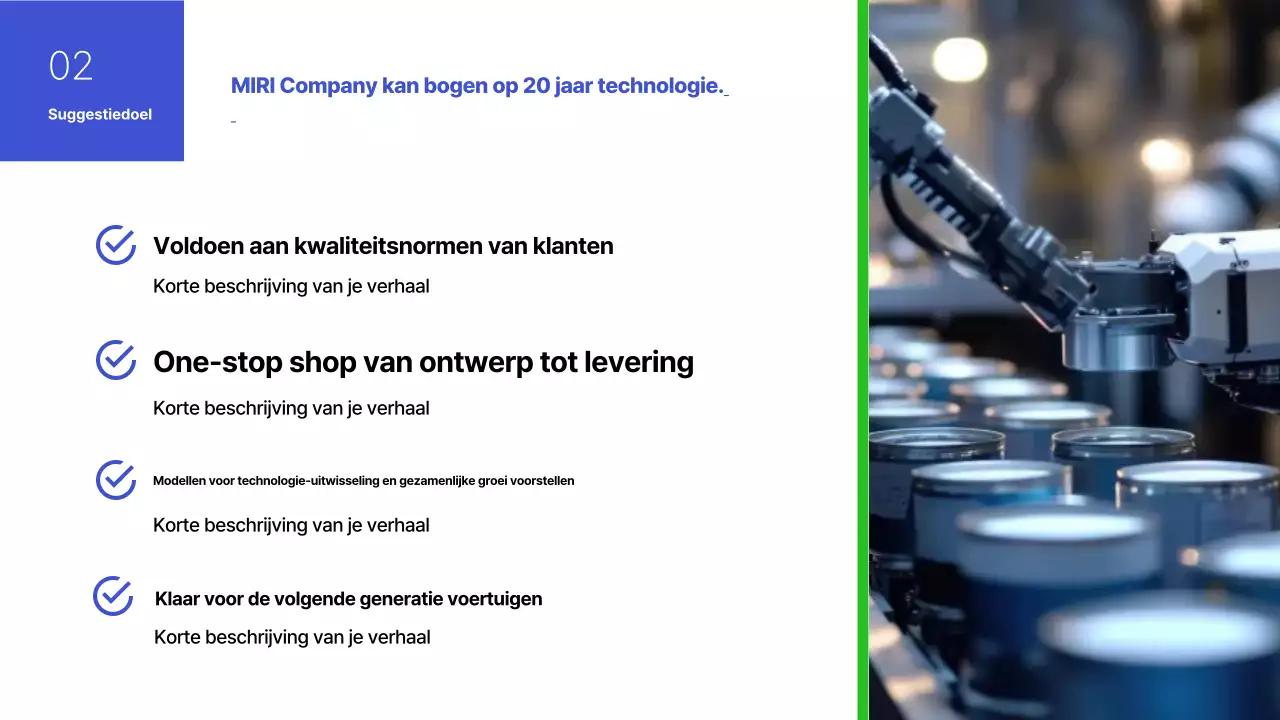 Voorstel voor een eenvoudig blauw en groen metaalstansproduct voor de automobielindustrie