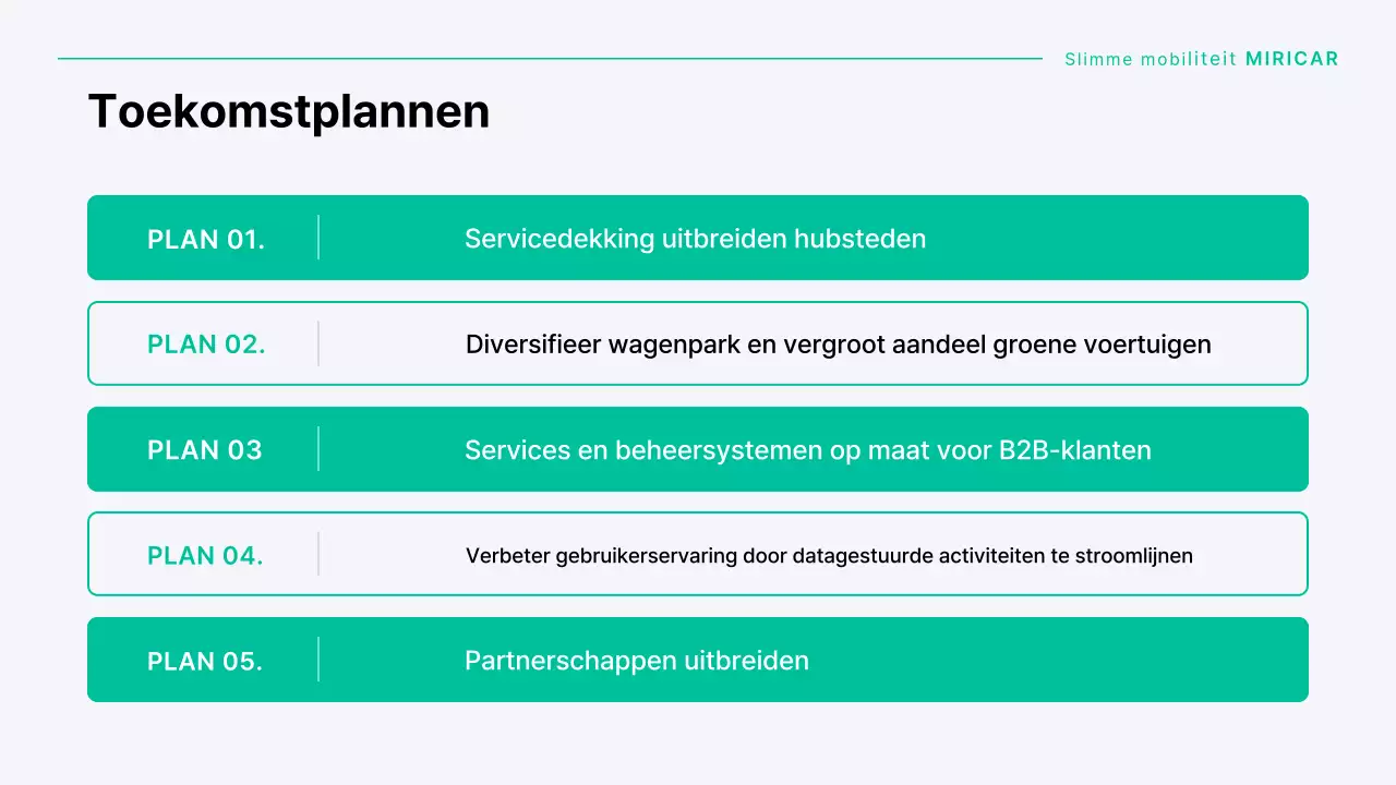 Een modern autodeelbedrijf in mint en grijs